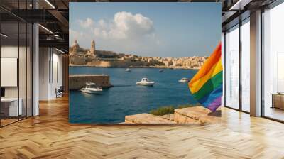 Rainbow flag in nature summer Wall mural