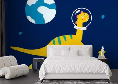 Space dinosaur, vector illustration for children s fashion Wall mural