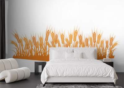 Vector silhouette of wheat. Wheat in the field on a white background Wall mural