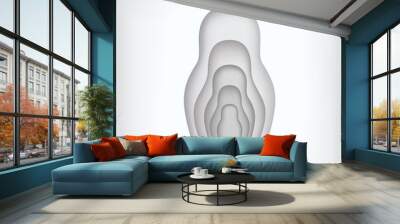 Nesting dolls inserted into each other are made in paper style. Silvery color on isolated white background. Wall mural