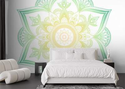 Outline flower mandala. decorative ornament. floral design element. flower vector mandala. hippie stuff. Green gradient colors. Wall mural