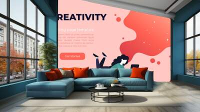 vector living coral gradient illustration of creativity in internet. website design concept with bri Wall mural