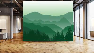 Beautiful green mountains. Summer landscape. Wall mural