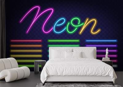 Neon Light vector Brush on Transparent Background. Wall mural