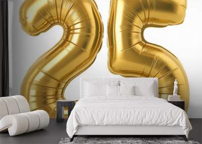 number 25 gold balloon isolated Wall mural