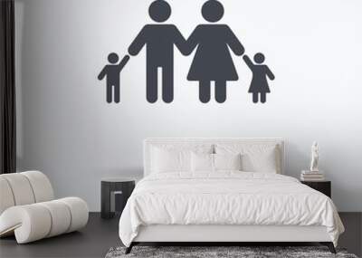 Family icon. Father, mother and child symbol. Square buttons with flat web icon on white background. Vector Wall mural