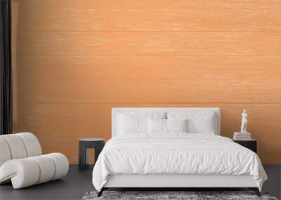 Orange wood background. Painted scraped wooden board. Bright texture or pattern. Wall mural