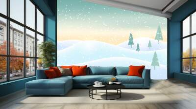 Light blue abstract Christmas background with white sparkling sn Wall mural