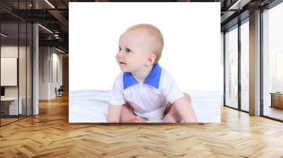 Adorable baby boy  on blanket Wall mural