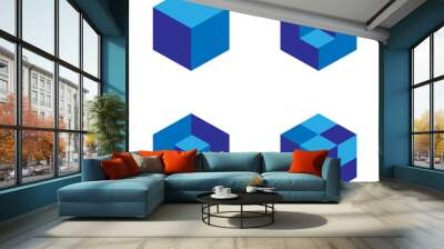 set of geometric cube pattern.fashion graphic design.vector illustration. background design.optical  Wall mural