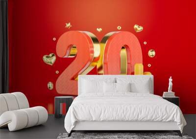 red golden number 20k twenty thousand social media followers Subscribers celebration 3d render Wall mural