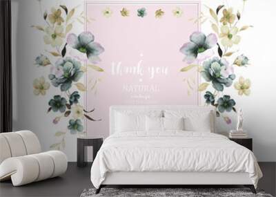 watercolor flowers set,Invitation card for wedding with watercolor flowers Wall mural