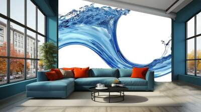 A dynamic splash of crystal clear water, illustrating movement and energy, ideal for designs related to nature, freshness, and purity. Wall mural