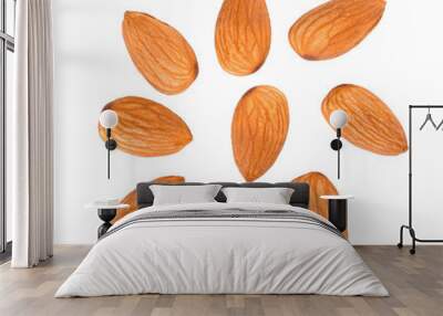 almonds isolated on white blackground Wall mural