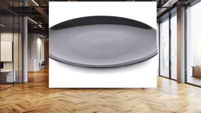 Empty black plate isolated on a white background Wall mural