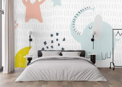 Cute safari animals. Wall mural