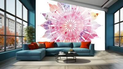 Mandala  colorful watercolor. Beautiful round pattern. Detailed abstract pattern. Decorative isolated.  Wall mural