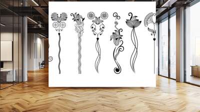 Vector vertical ornament in style art nouveau. Wall mural