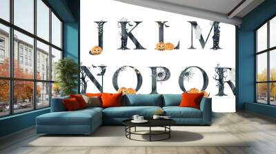 Watercolor halloween letters. Wall mural