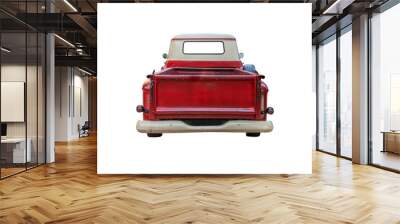 The back of a vintage red pickup truck,isolated on white background with clipping path Wall mural