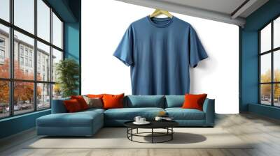 blue vintage oversized t shirt  for mockup isolated white background  Wall mural