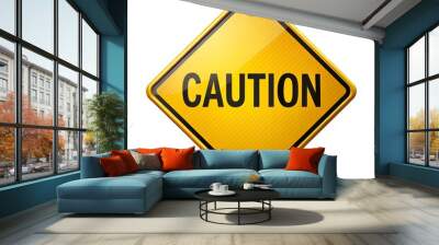 caution warning sign isolated on white background Wall mural