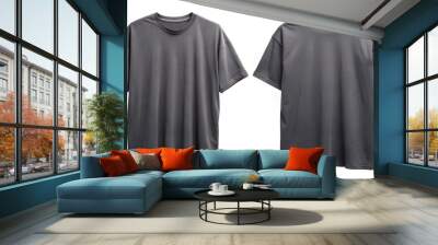 front and back black vintage oversized t shirt  for mockup isolated white background  Wall mural