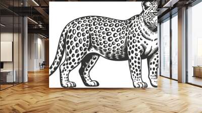 leopard vector hand drawn illustration Wall mural