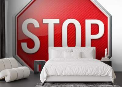 stop warning sign isolated on white background Wall mural