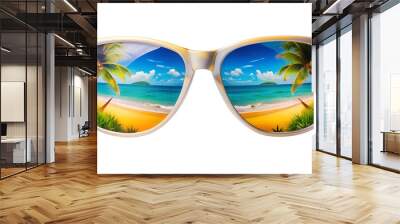 sun glasses beach isolated on white Wall mural