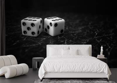 two dices on black background Wall mural