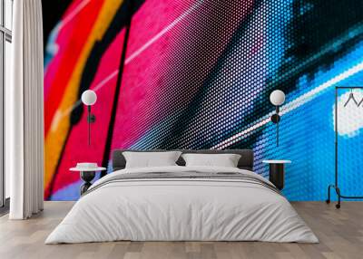 Blue LED wall with pink pattern Wall mural