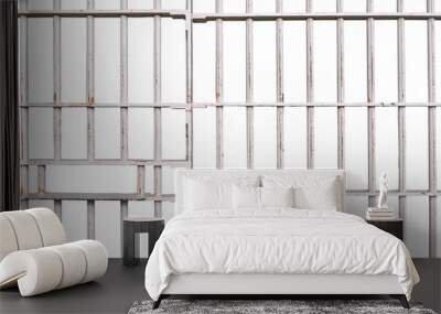 Prison bars isolated on white background with clipping path embed Wall mural