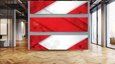 Red and white abstract background banner. Collection banner design. Wall mural