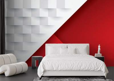 Red and white abstract background vector with blank space for text. Wall mural