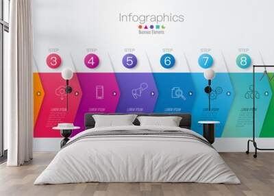 Timeline infographics design vector and business icons with 10 options. Wall mural