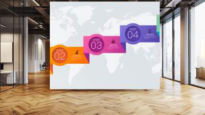 Timeline infographics design vector and business icons with 5 steps. Use in corporate report, marketing, annual report. Network management data screen with charts, diagrams. Wall mural