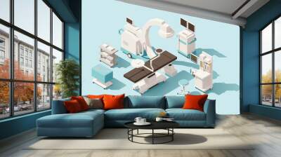 Vector isometric low poly operating room Wall mural