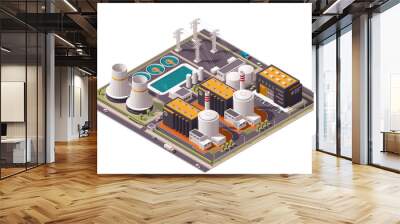 Vector isometric nuclear power plant icon Wall mural