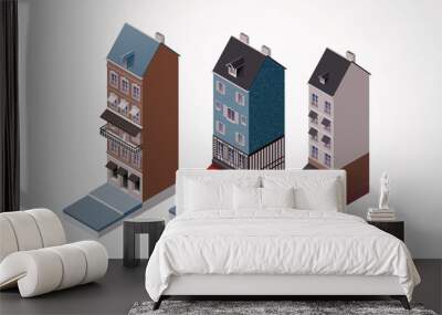 Vector isometric old buildings. Part 1 Wall mural