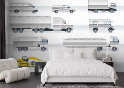 vector transportation icon set. trucks and vans Wall mural