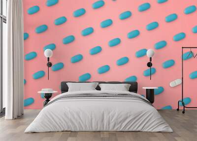 pattern of pills on a light pink background. Many pills on a light pink background Wall mural