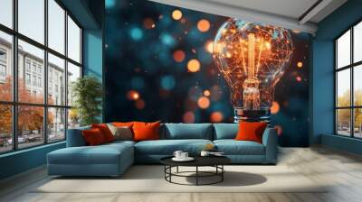 A glowing light bulb symbolizes innovation and creative thinking for effective marketing strategies Wall mural