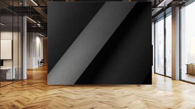 Abstract texture of black paper with diagonal lines creating depth and contrast in design Wall mural