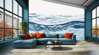 Light blue water surface with bubbles and ripples against a soft white background Wall mural