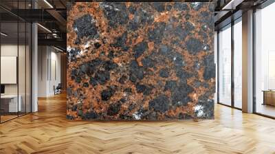 Textured granite surface featuring rich black and orange patterns in natural stone formation Wall mural