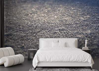 Background. Smooth Metallic Surface Covered With Thick Frost Wall mural