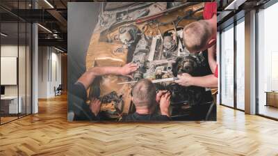  engine repair. garage mechanics. Wall mural