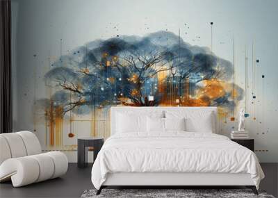  An Illustration Symbolizing the Evolution and Growth of Technology Wall mural