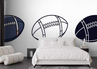 American Football vector illustration, outline, silhouette on white background Wall mural